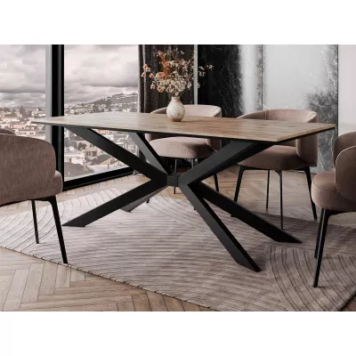 Design étkezőasztal 190x90 LYNNWOOD - wotan tölgy / fekete
