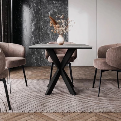 Designer étkezőasztal 90x90 MUKILTEO - beton / fekete