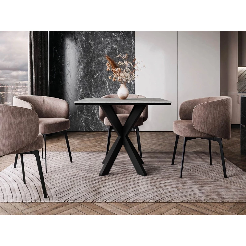 Designer étkezőasztal 90x90 MUKILTEO - beton / fekete