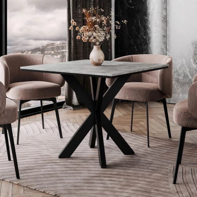 Designer étkezőasztal 90x90 MUKILTEO - beton / fekete