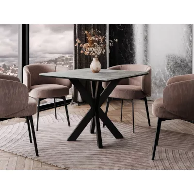 Designer étkezőasztal 90x90 MUKILTEO - beton / fekete