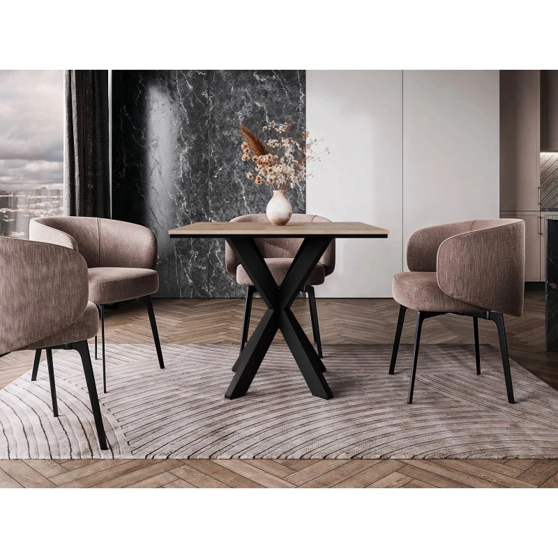 Design étkezőasztal 90x90 MUKILTEO - wotan tölgy / fekete