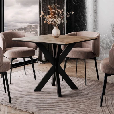 Design étkezőasztal 90x90 MUKILTEO - wotan tölgy / fekete