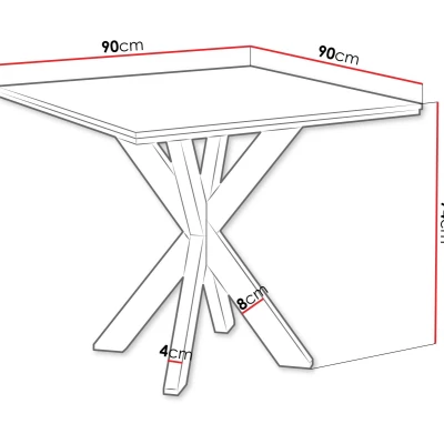 Designer étkezőasztal 90x90 MUKILTEO - beton / fekete
