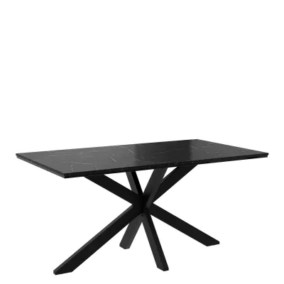 Designer étkezőasztal 160x90 SUMNER - fekete királykék márvány / fényes fekete / fekete