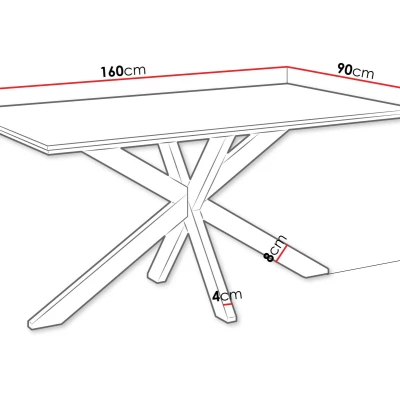 Designer étkezőasztal 160x90 SUMNER - fekete királykék márvány / fényes fekete / fekete