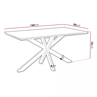 Designer étkezőasztal 160x90 SUMNER - fekete királykék márvány / fényes fekete / fekete