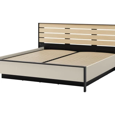 Hálószobabútor ággyal 180x200 REDMOND 2 - tölgy / homokbézs / fekete + INGYENES LED világítás