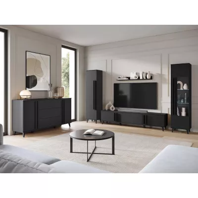 POULSBO nappali szett 4 - fekete grafit + INGYENES LED világítás