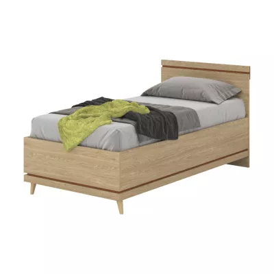 Egyszemélyes ágy 100x200 ARWEN tárolóval - tölgy / tégla