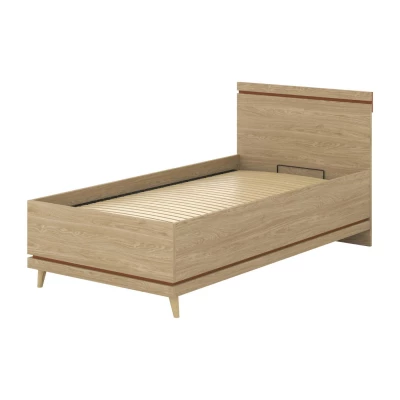 Egyszemélyes ágy 100x200 ARWEN tárolóval - tölgy / tégla