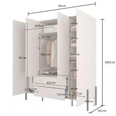 Nagyméretű gardrób 184 cm ADIS S - kasmír
