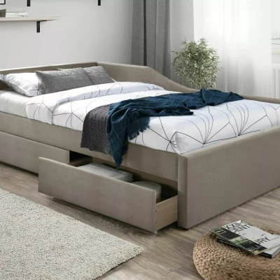 Kárpitozott egyszemélyes ágy 120x200 TULIA - sötét bézs