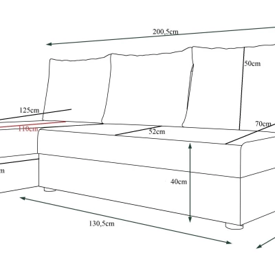Modern HORTENZIE sarokülő - sötétszürke / szürke