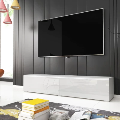 CERIEE 140 TV asztal - fehér, fényes fehér