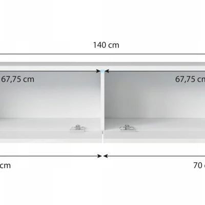 CERIEE 140 TV asztal - fehér, fényes fehér
