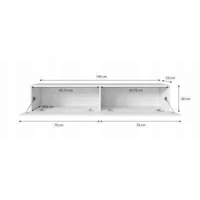CERIEE 140 TV asztal - fehér, fényes fehér