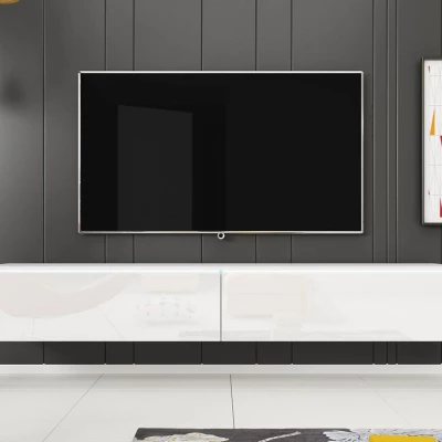 CERIEE 180 TV-asztal - fehér / fényes fehér
