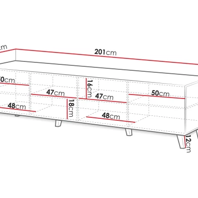 HAER 2 stílusos TV asztal - wotan tölgy / fekete