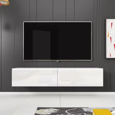 CERIEE 140 TV asztal - fehér, fényes fehér