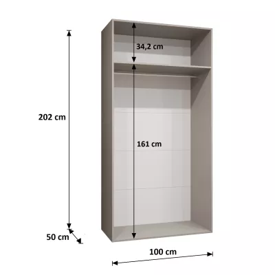 Tükrös gardrób 100 cm SORAYA 3 - fekete / kasmír fogantyú