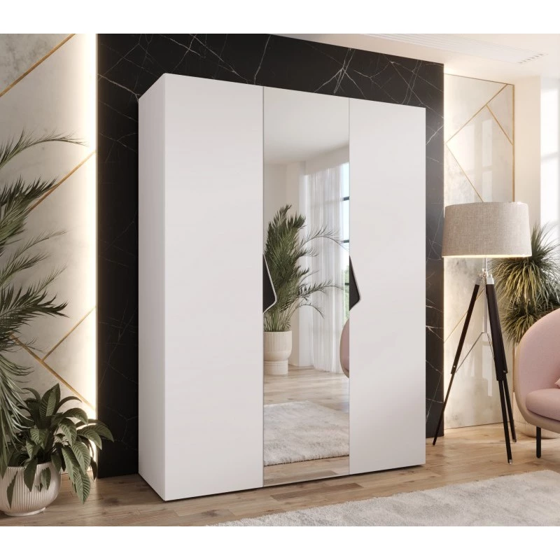 Háromajtós szekrény 150 cm AMARIS 2 - fehér / fekete fogantyúk