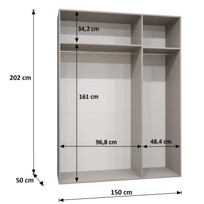 Háromajtós szekrény 150 cm AMARIS 2 - fehér / fekete fogantyúk