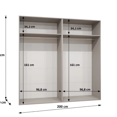 Négyajtós tükrös szekrény 200 cm AMARIS 2 - fekete / arany fogantyúk