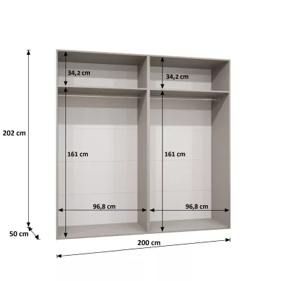 Négyajtós tükrös gardróbszekrény 200 cm AMARIS 2 - kasmír / kasmír fogantyúk