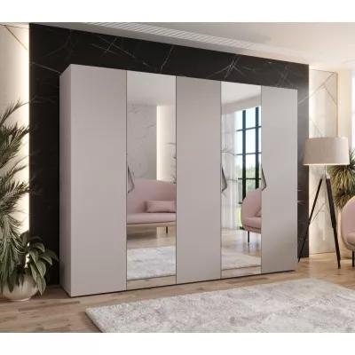 Széles gardrób 250 cm AMARIS 2 tükörrel - kasmír / kasmír fogantyúk