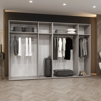Elegáns tükrös szekrény 300 cm AMARIS 2 - fekete / fekete fogantyúk