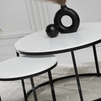 JACEK dohányzóasztal szett - fehér / fekete