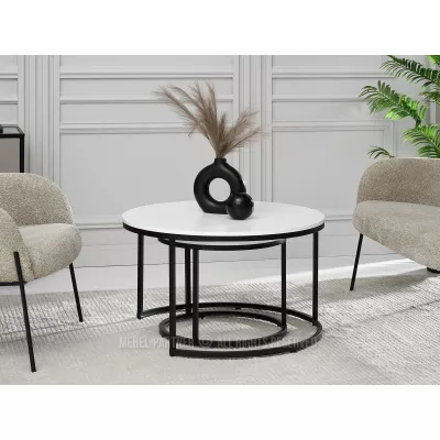 JACEK dohányzóasztal szett - fehér / fekete