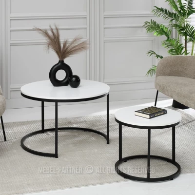 JACEK dohányzóasztal szett - fehér / fekete