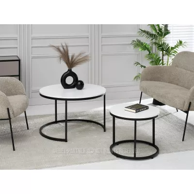 JACEK dohányzóasztal szett - fehér / fekete