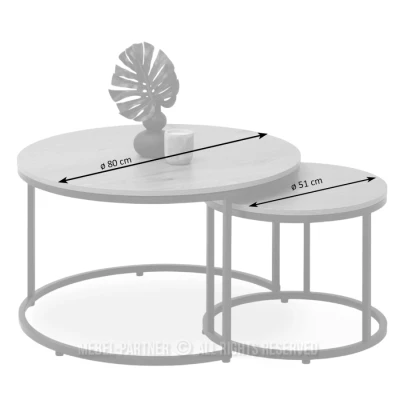 JACEK dohányzóasztal szett - beton / fekete