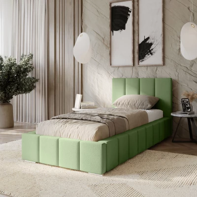Kárpitozott egyszemélyes ágy 100x200 tárolóhellyel BURKE - khaki