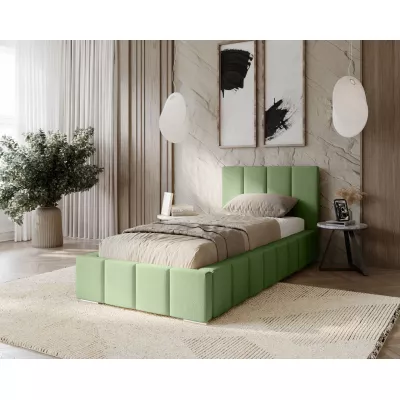 Kárpitozott egyszemélyes ágy 100x200 tárolóhellyel BURKE - khaki
