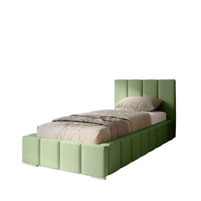 Kárpitozott egyszemélyes ágy 100x200 tárolóhellyel BURKE - khaki