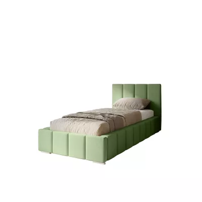 Kárpitozott egyszemélyes ágy 100x200 tárolóhellyel BURKE - khaki