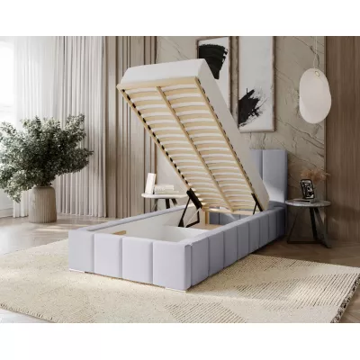 Kárpitozott egyszemélyes ágy 100x200 tárolóhellyel BURKE - khaki