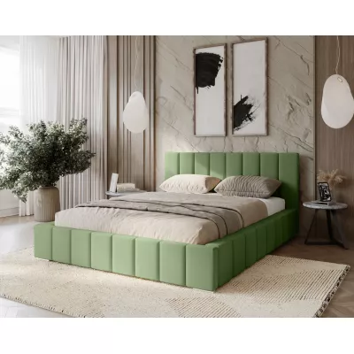 Kárpitozott franciaágy 140x200 tárolóhellyel BURKE - khaki