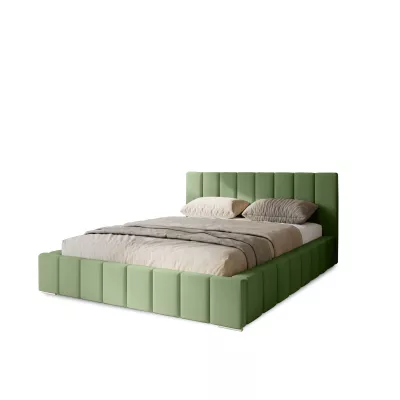 Kárpitozott franciaágy 140x200 tárolóhellyel BURKE - khaki