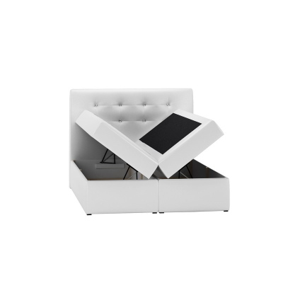 Stefani kárpitozott boxspring ágy, fekete, fehér, 160 + ingyenes topper