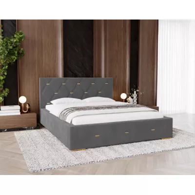 Kárpitozott franciaágy 160x200 tárolóhellyel DANVILLE 2 - acélszürke