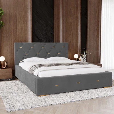 Kárpitozott franciaágy 180x200 tárolóhellyel DANVILLE 2 - acélszürke