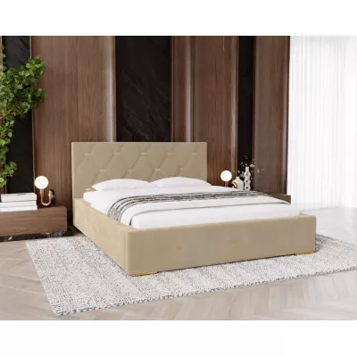 Kárpitozott franciaágy 180x200 tárolóhellyel DANVILLE 2 - krémszínű