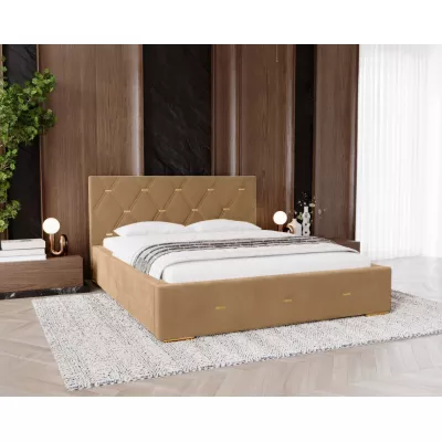 Kárpitozott franciaágy 180x200 tárolóhellyel DANVILLE 2 - meleg bézs