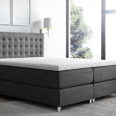 Luca magas kárpitozott boxspring ágy, antracit, 160 + ingyenes topper