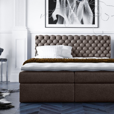 Giulio stílusos kontinentális ágy, barna, 200x200 + ingyenes topper